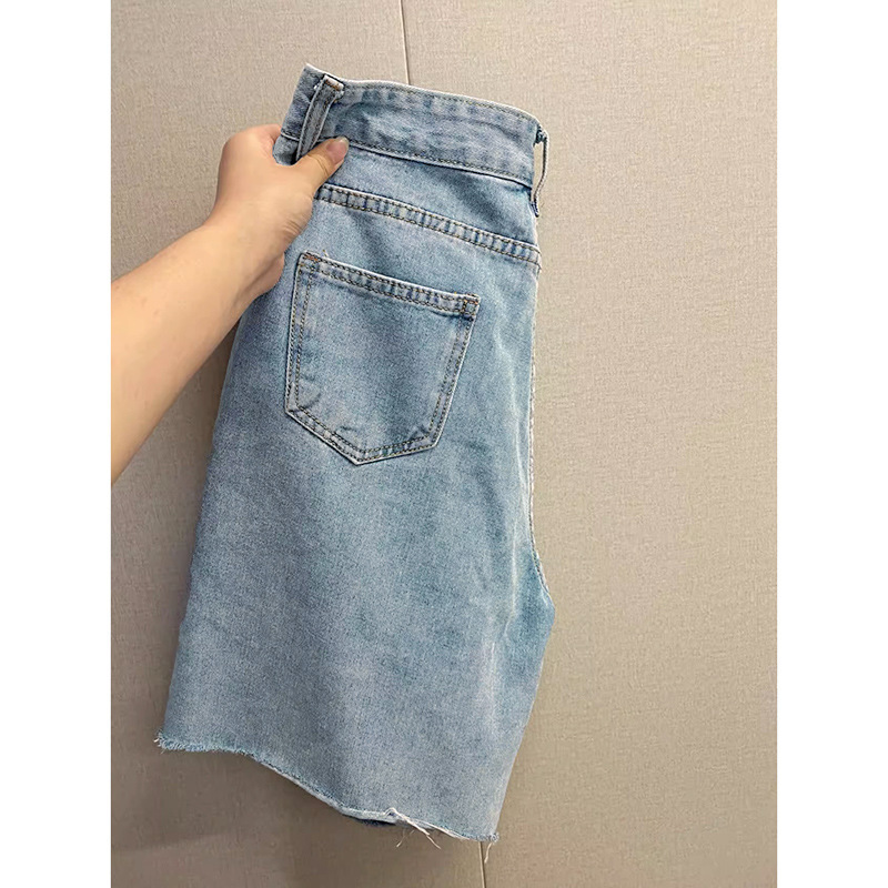 2026 Summer New Women's High-Waisted Slimming Wide-Leg Denim Shorts, Straight Loose Cycling Shorts, Hong Kong Style