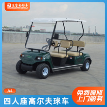 復古綠2排4人座高爾夫球車四輪電動觀光車酒店接待旅游景區巡邏車