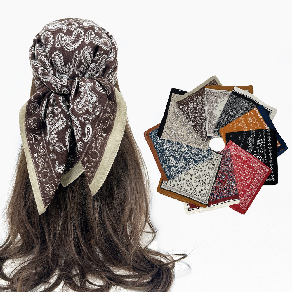 Color Block Herringbone Pattern Cashew Square Scarves Retro Neck Scarves For Men And Women Headscarves_voghion.com