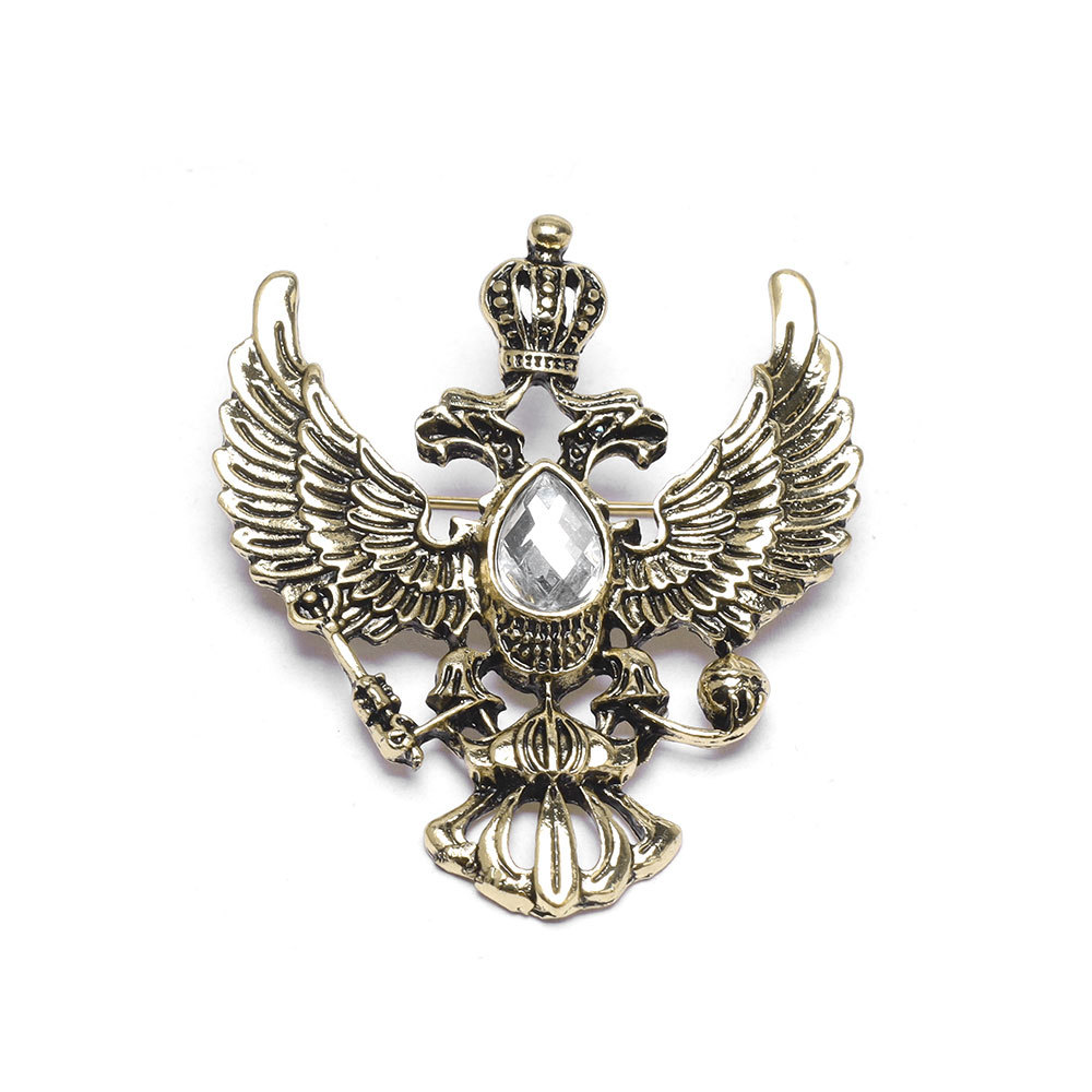 Cross-border European And American Vintage Domineering Brooch, Double-headed Eagle Crown Pin, Men's Suit Jacket Brooch_voghion.com
