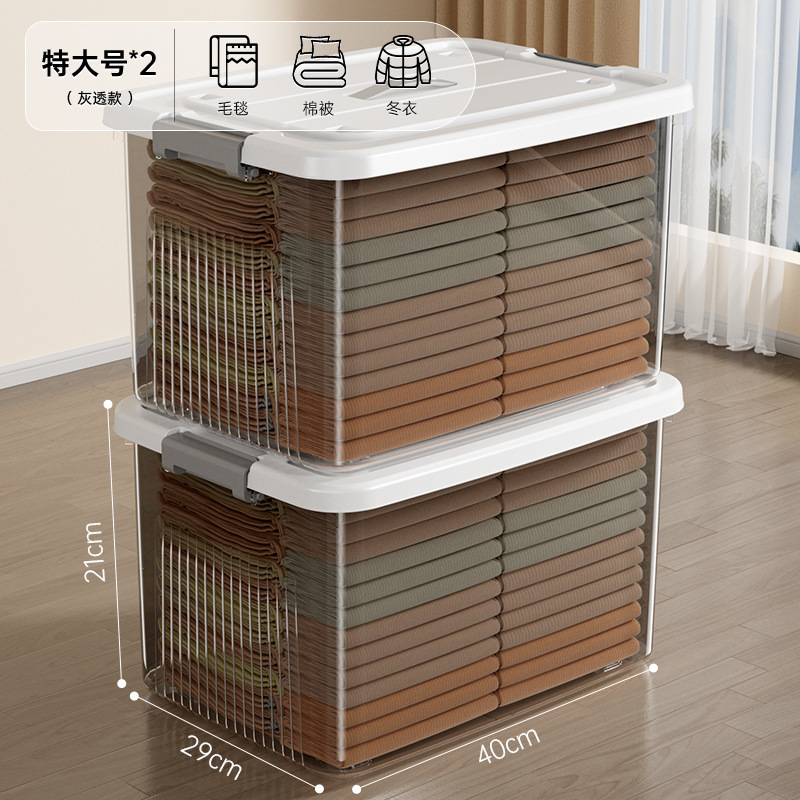 透明收纳箱大容量加厚家用衣服零食书本玩具塑料杂物储物箱整理盒|undefined