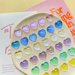 韓國百搭透明邊彩色閃粉桃心diy樹脂配件耳飾髮夾手機殼材料