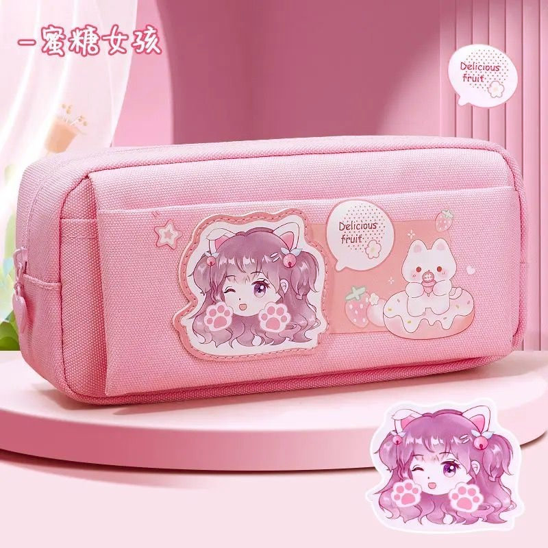 Bolsas de lápiz de niñas de escuela primaria de gran capacidad bolsas de papelería de niñas de secundaria secundaria de niñas bolsas de lápiz para niños de alto valor facial lienzo lienzo