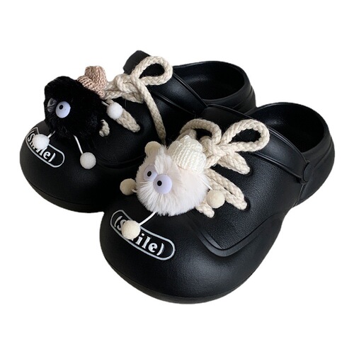 New cartoon fun cute plush coal ball shoe buckle DIY shoe decoration hole shoe 3D buckle accessory