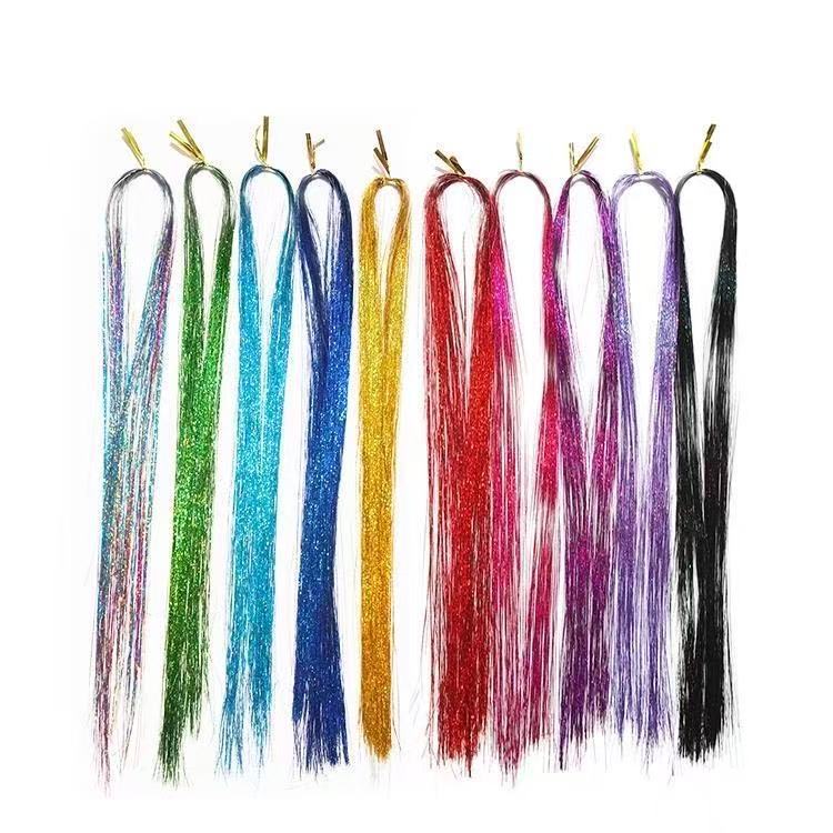 Las extensiones de cabello de alambre láser europeas y estadounidenses pelucas de color oro brillante extensiones de cabello de 120cm extensiones de cabello
