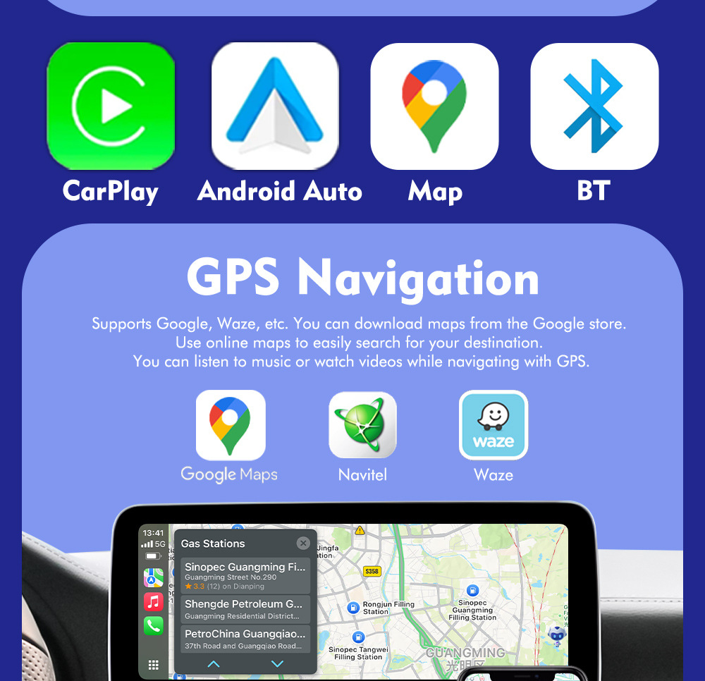 Suitable for Audi Series Linux System Car Navigation All-In-One Machine Supports Carplay Central Control Large Screen Navigator