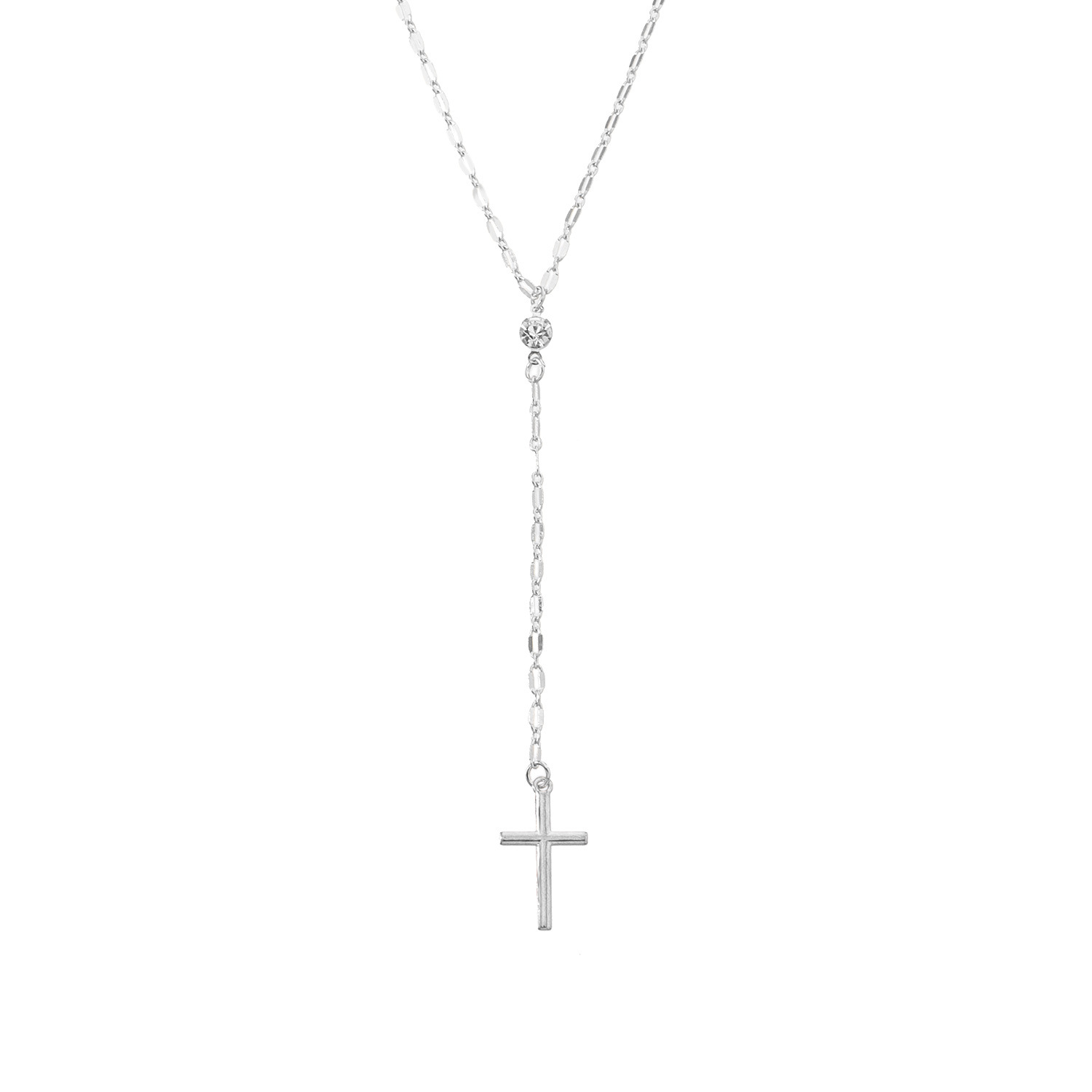 Colar comprido com pendente de cruz estilo vintage acessório moda_voghion.com