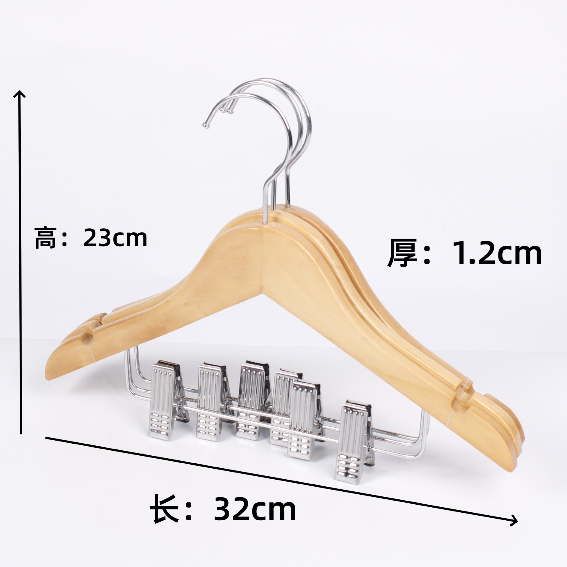Percha de Madera Maciza con Pinzas, Antideslizante y Sin Marcas, para Tienda de Ropa