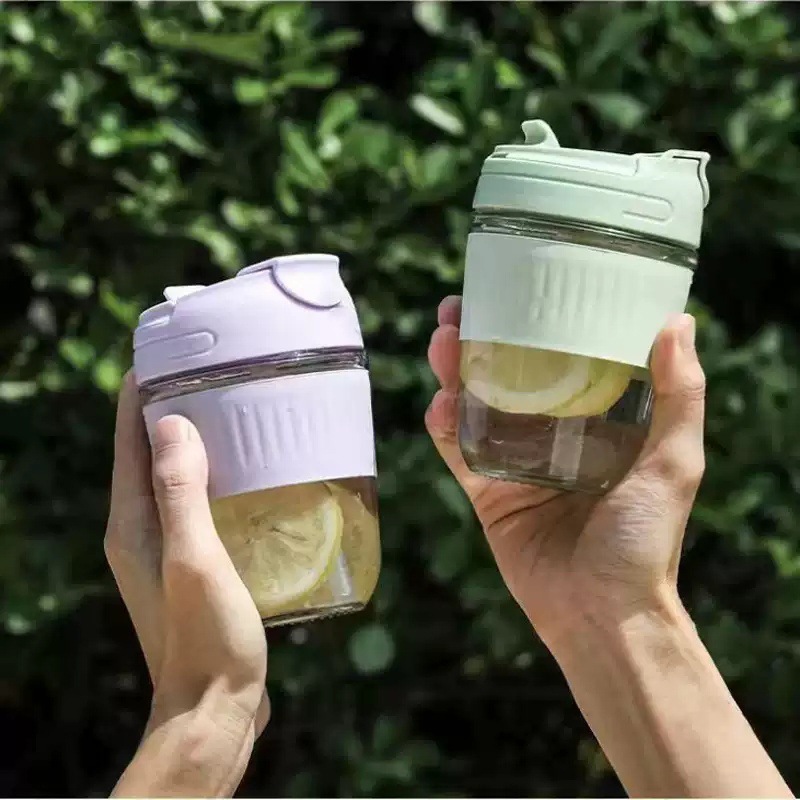 玻璃水杯 ins風杯子帶蓋咖啡杯便攜吸管杯女生高顏值牛奶杯隨行杯