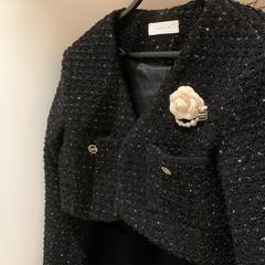 韓版新款復古香風山茶花胸針法式氣質香水瓶珍珠流蘇別針胸花配飾