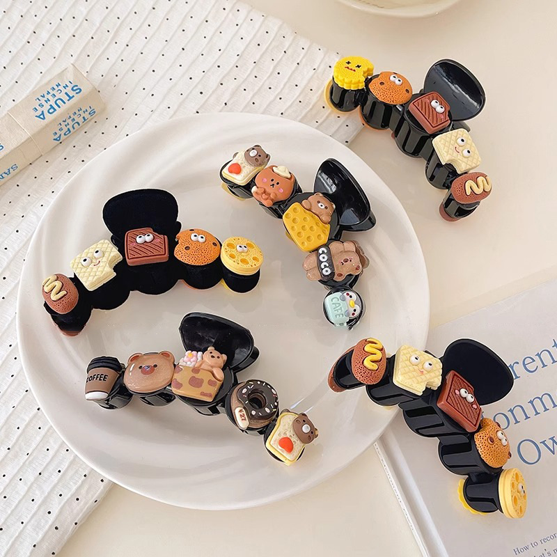 Hermosas galletas de dibujos animados agarre clip para mujeres 2025 nuevo creativo en línea gran clip de tiburón de cabeza detrás de clip de cabello