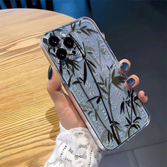 高級古風竹子iPhone14promax透明手機殼蘋果13/12/11全包xr軟套xs