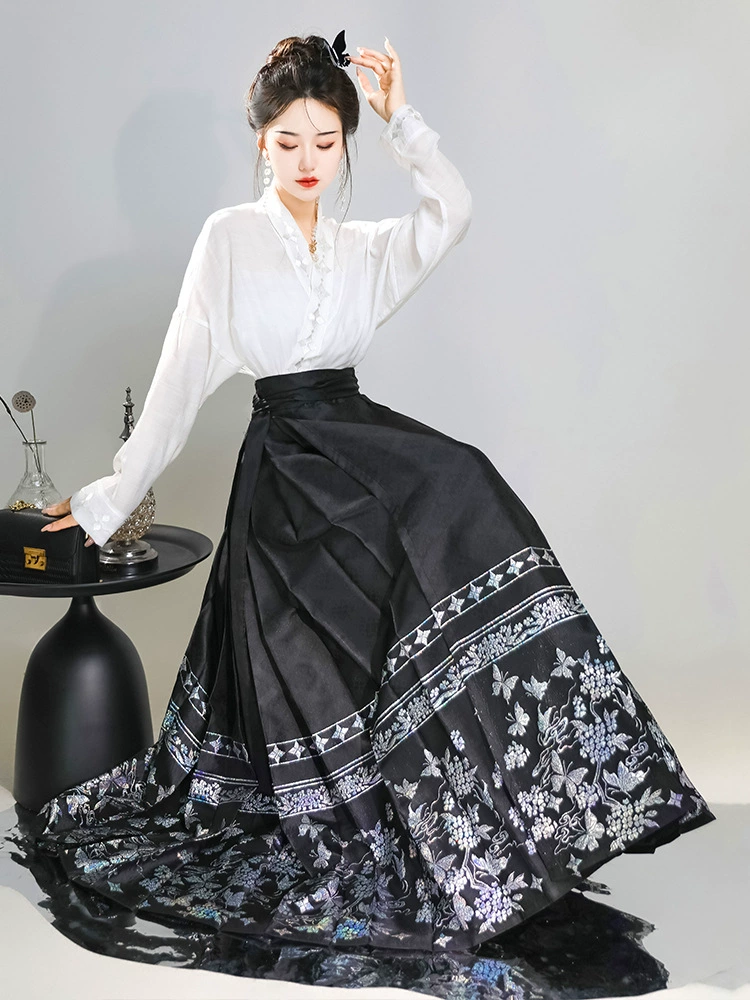 Skirt, genuine set, red Hanfu