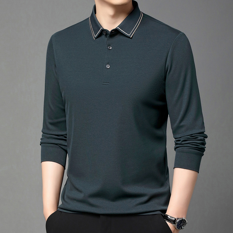 Counter High-end Classic Cashmere Long-sleeved T-shirt Men's Spring and Autumn Simple All-match Business Casual PLOL Shirt Base Shirt Counter High-end Classic Cashmere Long-sleeved T-shirt Men's Spring and Autumn Simple All-match Business Casual PLOL Shirt Base Shirt