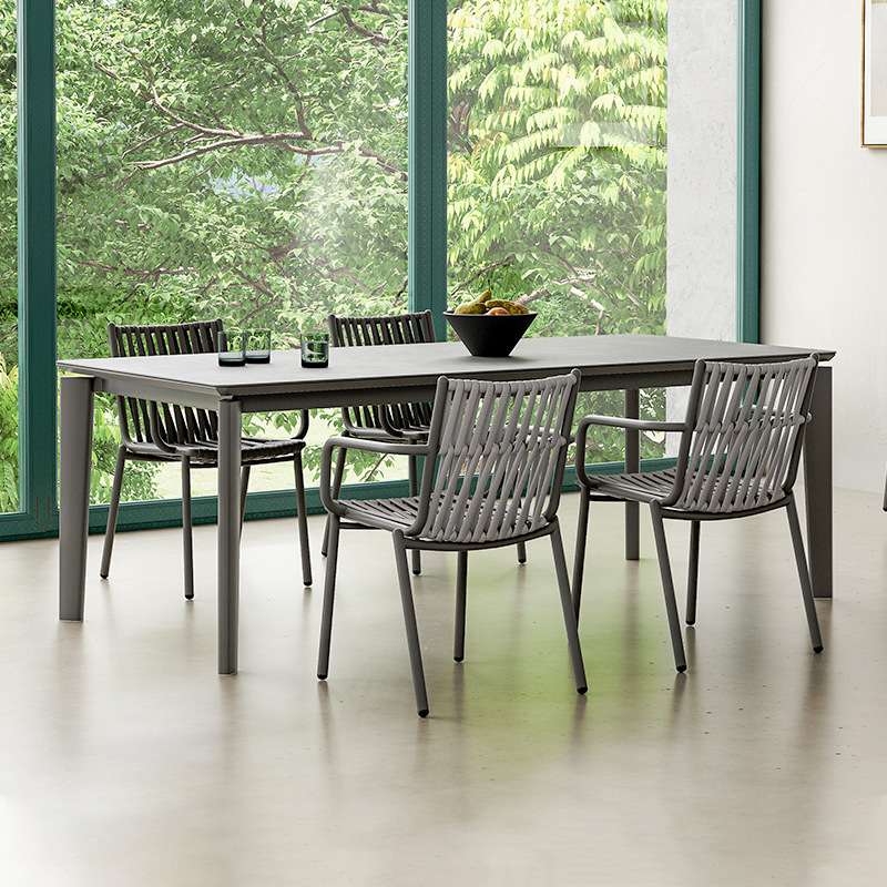 Al aire libre al aire libre ocio mesa y silla combinación al aire libre patio terraza balcón cafetería leche tienda de té silla de ratán al aire libre mesa de té image 3