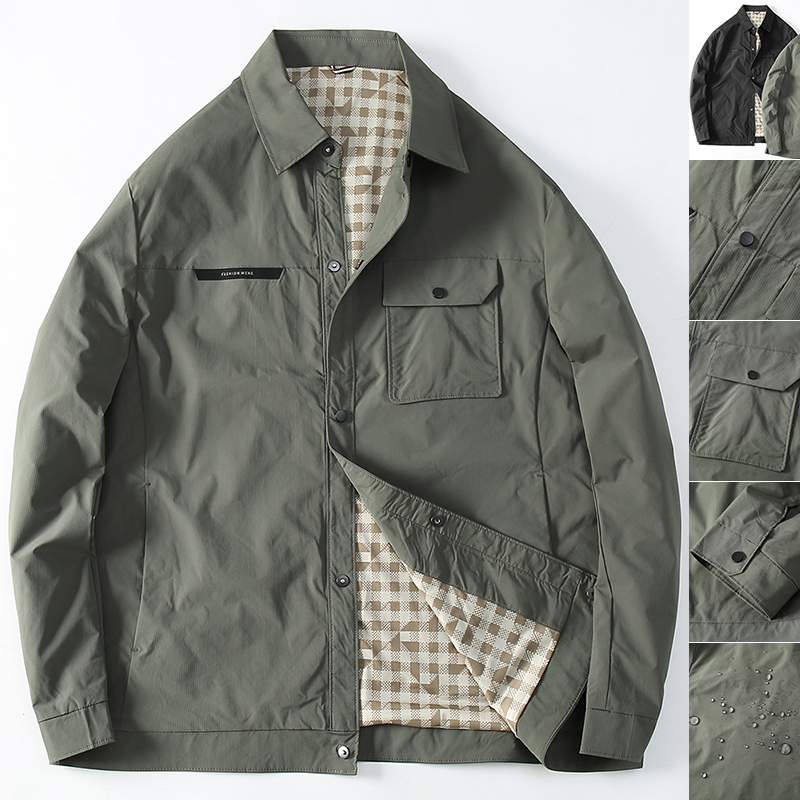 Waterproof lightweight breathable toothpick lapel thin jacket 2025 spring men's fashion casual striped overcoat