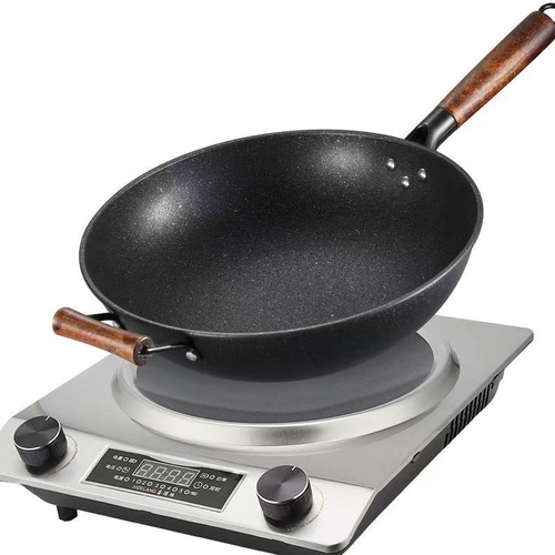 3500W concave induction cooker pot special iron pot concave commercial stove non-stick pot stainless round bottom pot wok