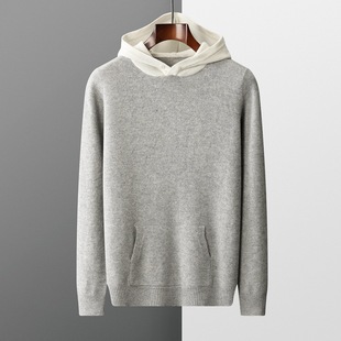 New Autumn and Winter Men's Hoodies Pure Wool Sweaters Pullover Thickeneded Hooded Sweaters Thickeneded Large Size Knitted Bottoming Sweatshirts