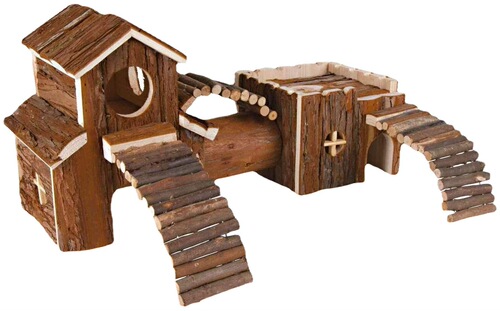 Cross-border hamster bark castle set tunnel toy solid wood ladder pipe chewing molar combination landscaping supplies