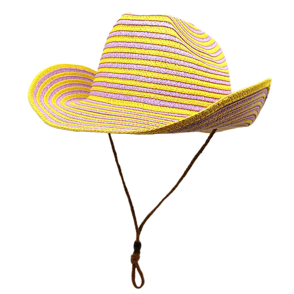 700g Weight Straw Hat Hats Type Daily Occasion Straw Material Stripe Pattern Summer Season Unisex Gender Vintage Style, Vacation Style Crimping Rim Unisex Vintage Style Vacation Stripe Crimping Straw Hat 5
