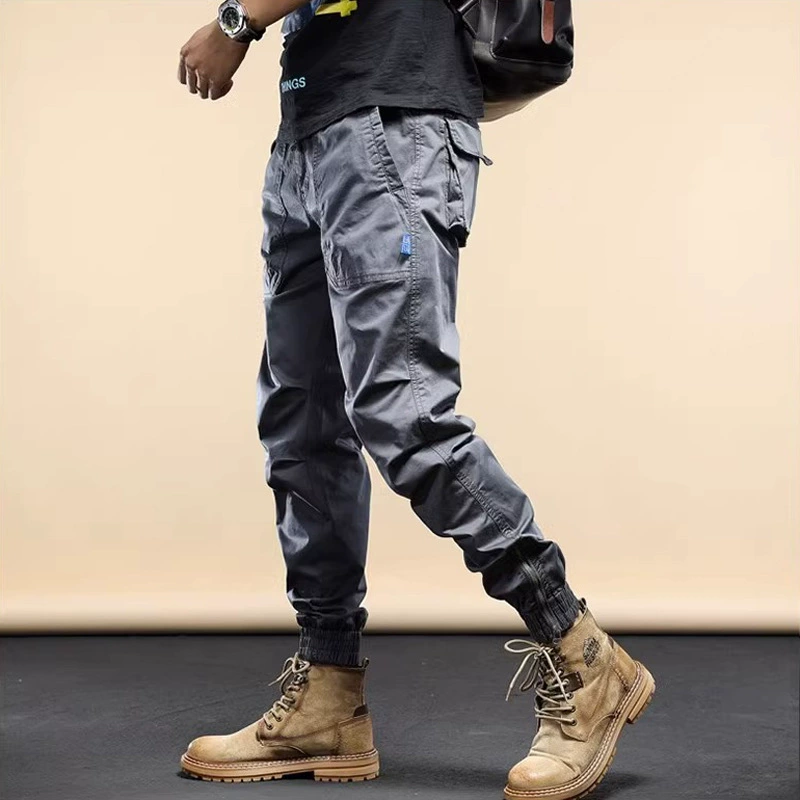 Demi-season retro wear-resistant trousers for leisure, American style