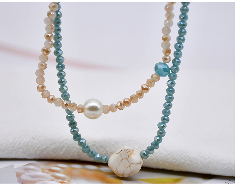 Korean geometric crystal beaded color rice bead necklace female