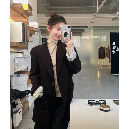 Duvet-Soft Hyaluronic Acid Brushed Half-Turtleneck Base Layer Top for Women—Spring Innerwear, Stretchy, Slim-Fit, Long Sleeve, Skin-Friendly Base Shirt