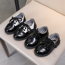 儿童皮鞋新款学生表演鞋系带时尚女童漆皮单皮鞋童鞋男童皮鞋批发