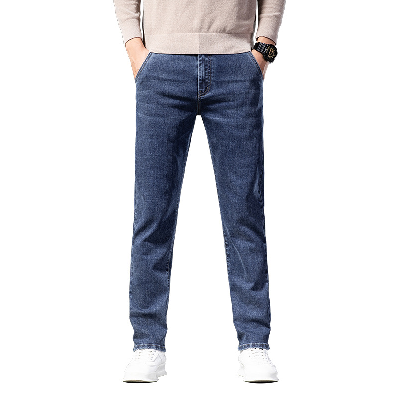 Guangzhou Xintang pantalones vaqueros de los hombres de mediana edad clásico cómodo negocio pantalones casuales de los hombres de estiramiento Delgado Pantalones rectos de los hombres