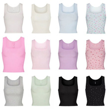 skims卡戴珊U领螺纹吊带背心欧美修身纯色内搭打底外穿运动短上衣