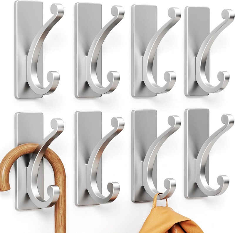 Towel Coat Hook with Adhesive Wall Mount, 10-Pound Capacity, Stainless Steel, Matte Black, Bathroom Shower Hook