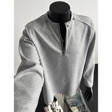 潮流半拉链解构小众设计感卫衣男士秋冬新品cleanfit长袖体恤衣男