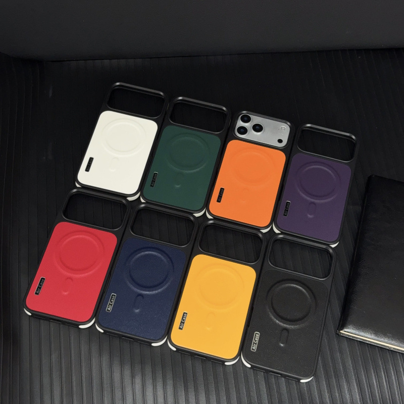 Contrast Color Leather Suitable for Apple 17Promax Mobile Phone Case Metal Button Magnetic Iphone17 Anti-Fall Protective Cover