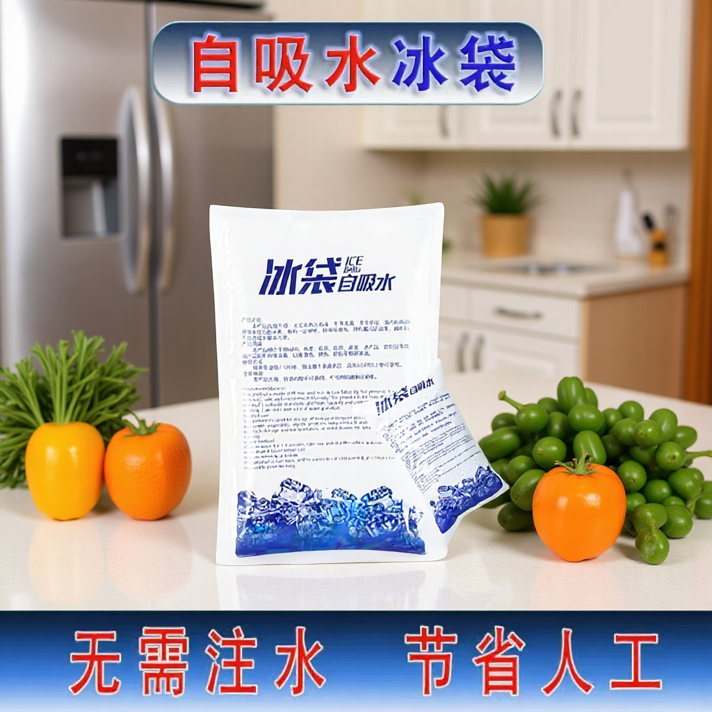 自吸水冰袋食品级一次性蛋糕生鲜快递专用冷冻摆摊保鲜袋反复使用