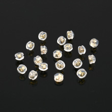 电镀18K透明汉堡硅胶耳迫耳堵耳塞防滑防掉 DIY珍珠耳环耳钉配件