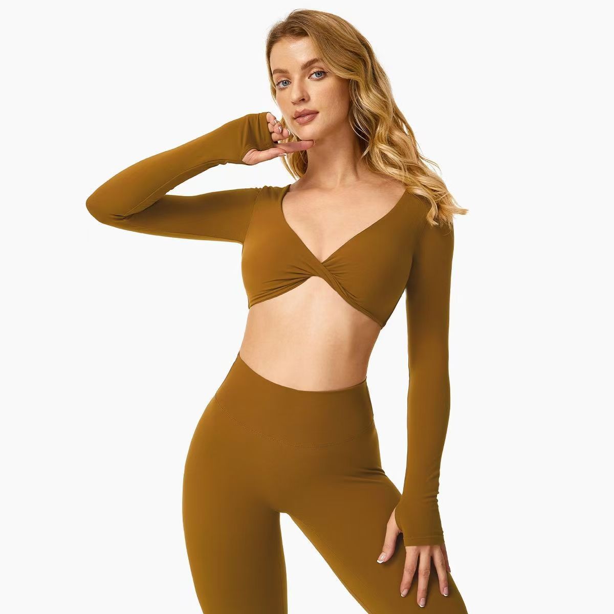 2024 nueva primavera y otoño ropa de fitness de manga larga correr al aire libre camisa de yoga de manga larga mujer