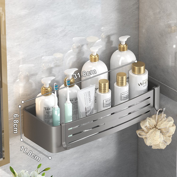 Pistola gris espacio de aluminio baño rack ponche-libre baño pared colgante triángulo cesta baño rack de una sola capa mayor