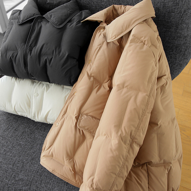 Chao Soft 3D One-Piece New National Standard 90 White Duck down Lapel Fragrance Light Casual Warm down Jacket