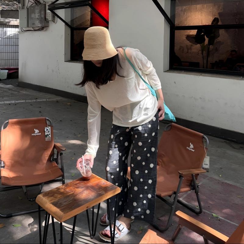 Pantalones de pijama de seda de algodón Pantalones de pierna ancha de seda de algodón fino para mujer