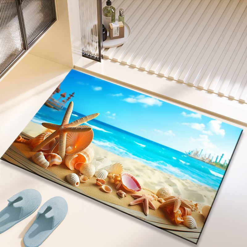 夏日海洋沙滩硅藻泥浴室吸水地垫卫生间速干垫防滑入户门地垫跨境|undefined