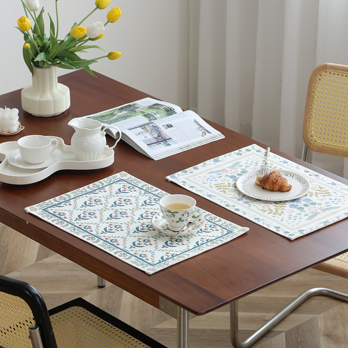 Simple home living room table mat cotton thread braided breathable dining table mat hotel western dining mat Nordic style home dining mat