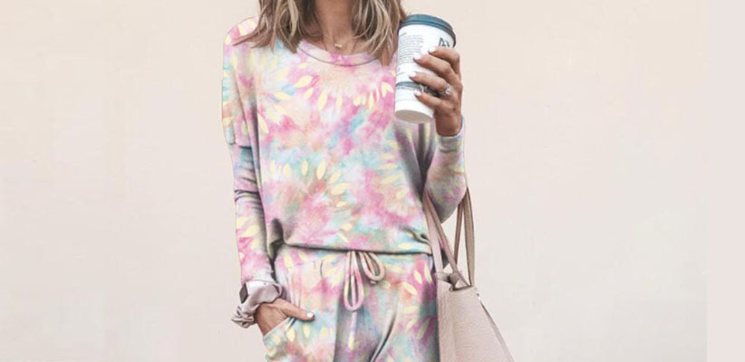 Casual Tie Dye Polyester Printing Pants Sets 2 Piece Set