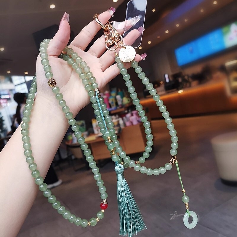 时尚古风流苏手机挂绳长款斜挎挂链高级感串珠水晶背带挂件手机链|undefined