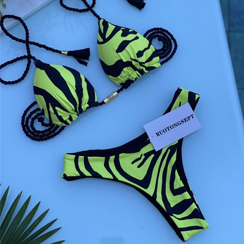 Mujeres Lunares Leopardo Juego De 2 Piezas Bikinis Traje De Baño display picture 6