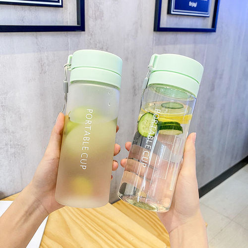 New outdoor large-capacity sports water cup frosted plastic tea cup portable rope plastic cup advertising gift cup