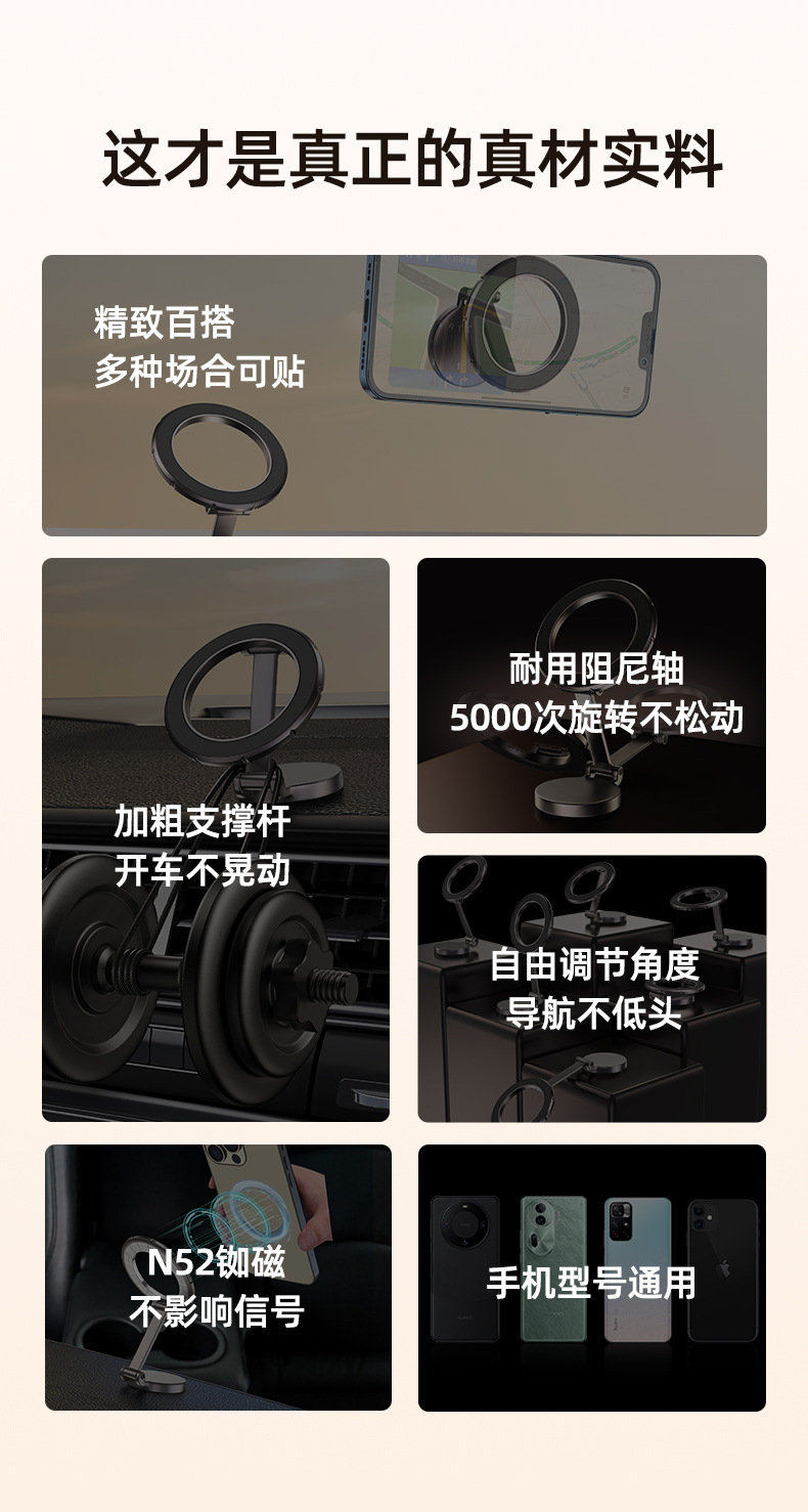 Car Mobile Phone Holder, Foldable Magnetic Mount for Car Dashboard, Dedicated for Navigation, Rotatable Universal Support Stand