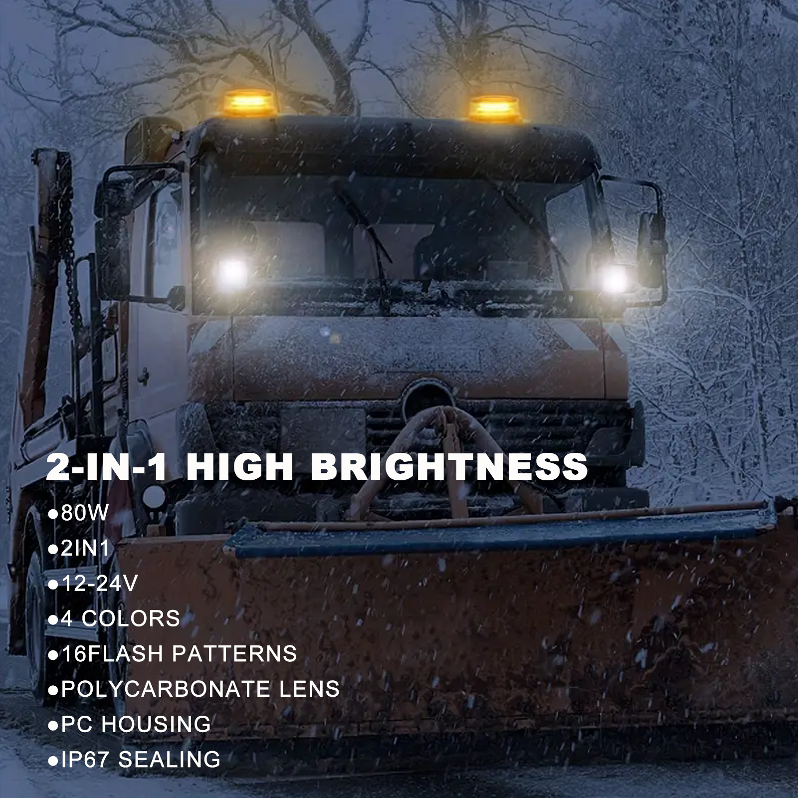One-To-Two Alarm Led Light, Roof Atmosphere Warning, Waterproof, Color-Changing Emergency Strobe Light with Strong Magnetic Base