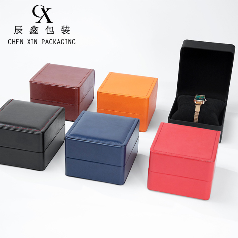 High-End Watch Box Black Watch Box Bracelet Bracelet Jewelry Box Men's Watch Packaging Box Leather Pillow Bag Watch Box