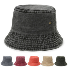 水洗牛仔帽子外贸净色渔夫帽简约可折叠牛仔渔夫帽男女时尚遮阳帽