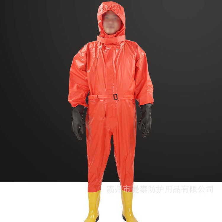 连体全封闭轻型防护服防毒气工业化学防护服PVC双面涂防护服